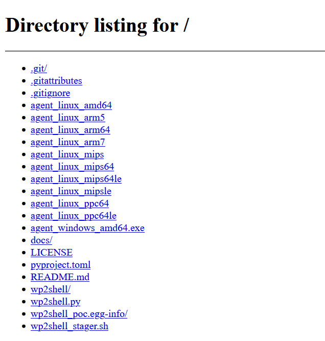 Open directory listing — staging server